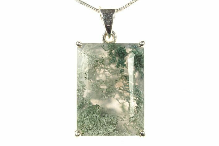 Polished Colorful Moss Agate Pendant - Sterling Silver #279591